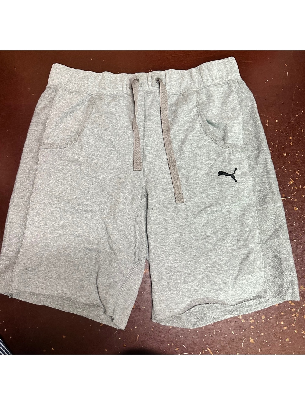 Puma men’s gray, 10 inch elastic Waist, cotton shorts, medium